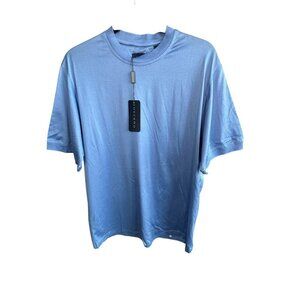 Toscano Men's Blue 100% Cotton Knit Crew Neck Pullover Shirt Size Medium NWT